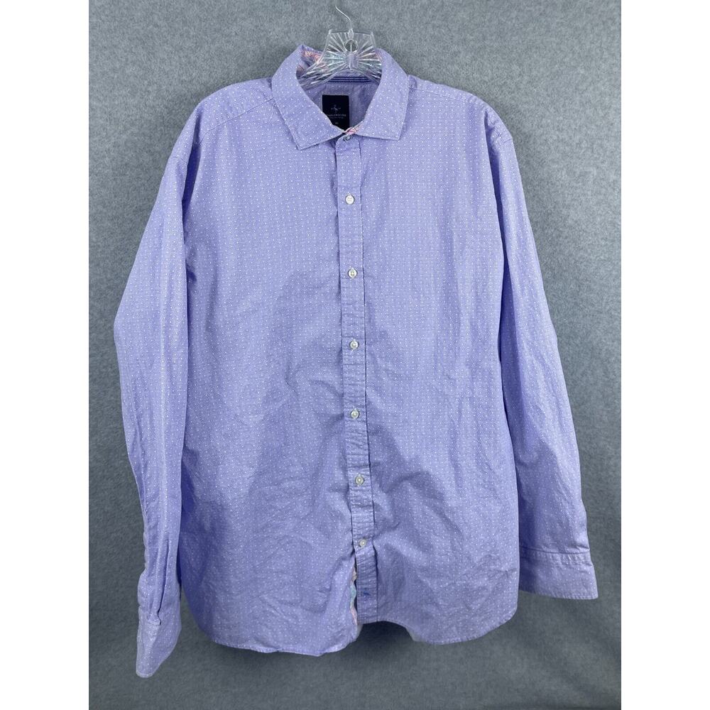 TailorByrd Button Up Shirt Men's XL Blue Geometric Print Long Sleeve Casual